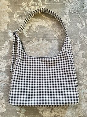 BAGGU Nylon Shoulder Bag - Black & White Gingham